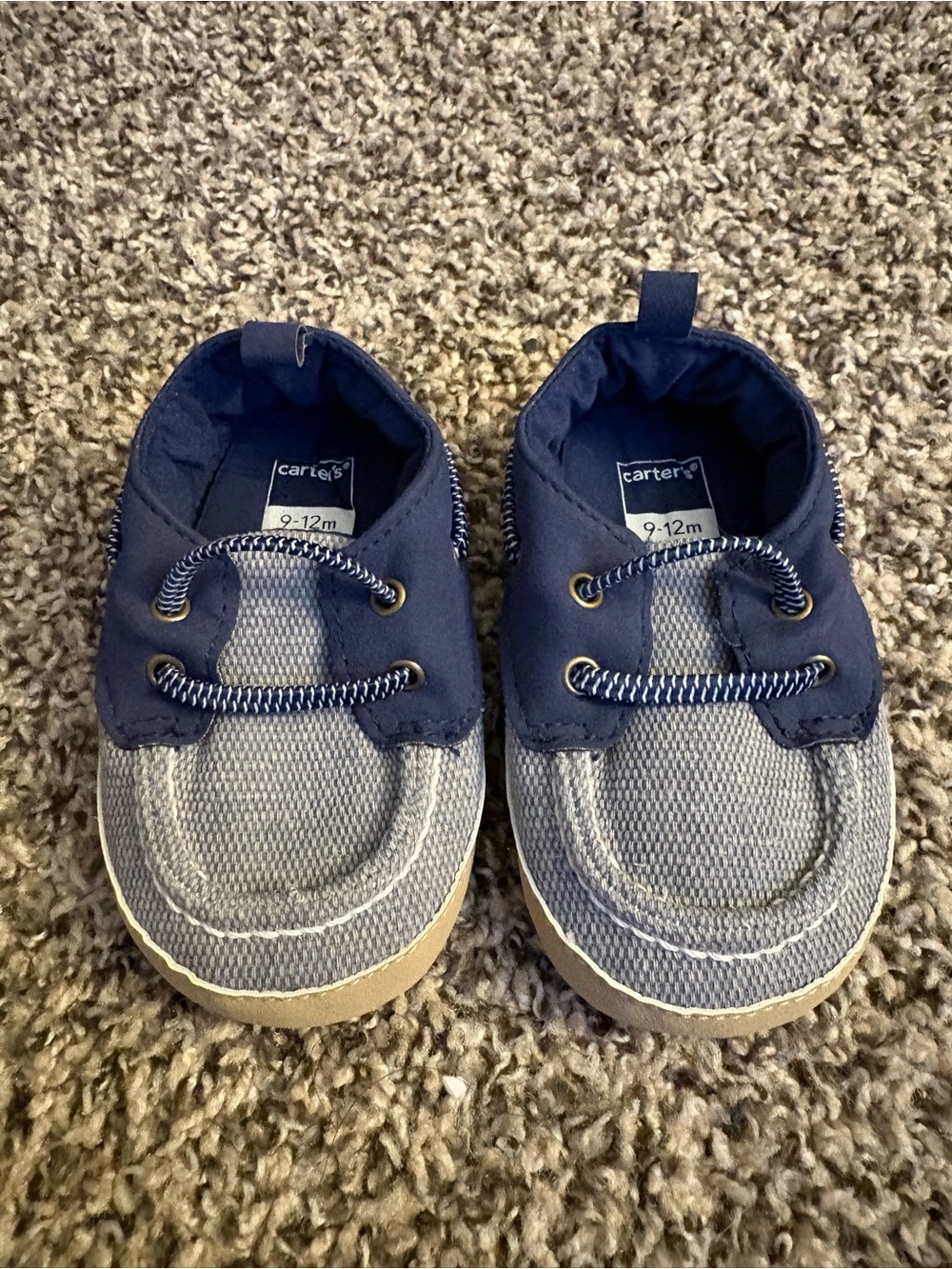Carter's Blue and Gray Baby Boat Shoes